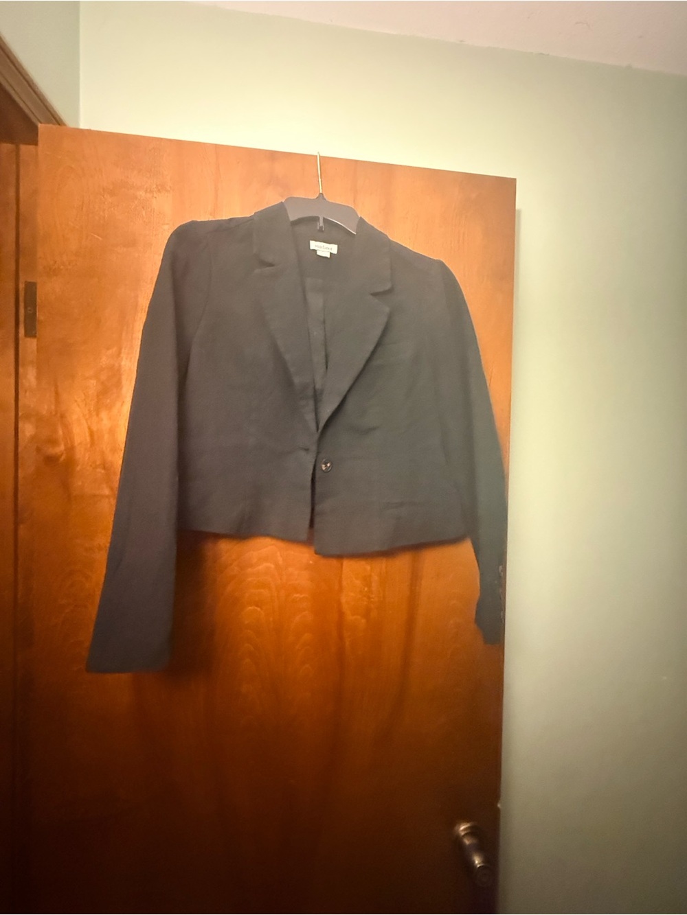 Cropped Linen Black Women's Blazer Jacket Petite Medium